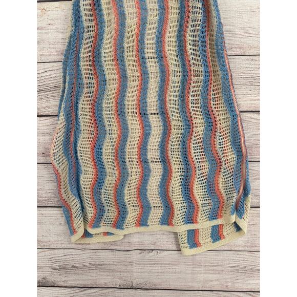 POL Open Knit Cover Up Cardigan Sweater Womens Small Cream Blue Pink - Picture 6 of 11